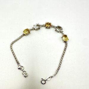 NWOT 7" White Topaz and Citrine faceted bracelet in sterling silver!